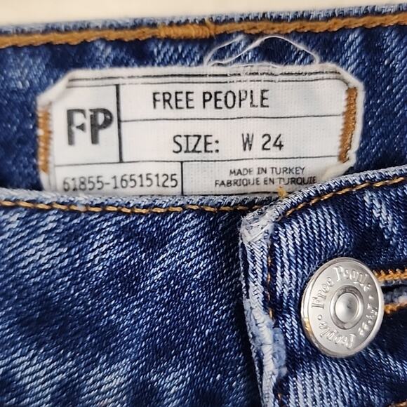Free People Boho Distressed Size 24 Blue Jeans - Picture 4 of 13